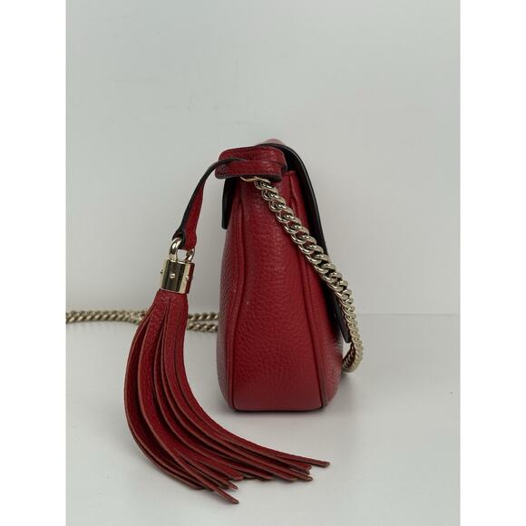 Gucci Soho Red Leather Medium Crossbody Bag with Chain Strap - Picture 5 of 16